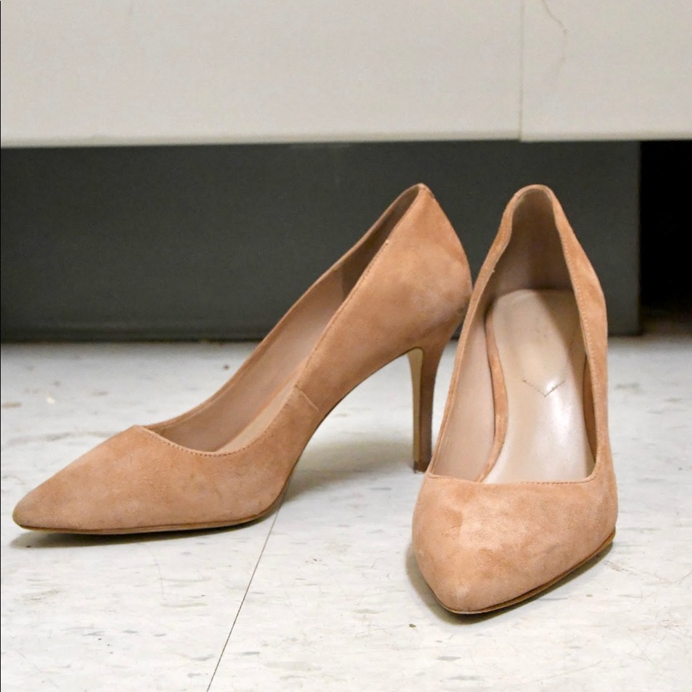 Beige Suede Pumps